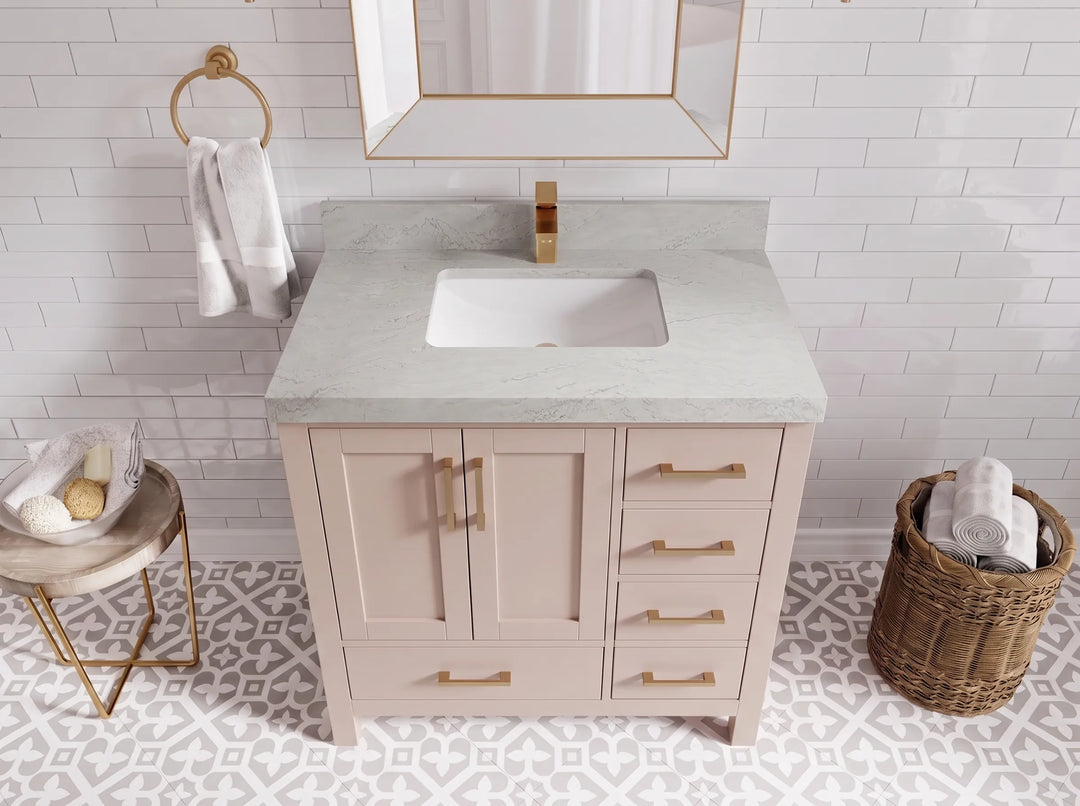 Malibu 36 in. W x 22 in. D Bathroom Vanity Center Sink | 
              
                Pink
                
                  
             - MLB_PNK_WHQZ_36CL - photo №19