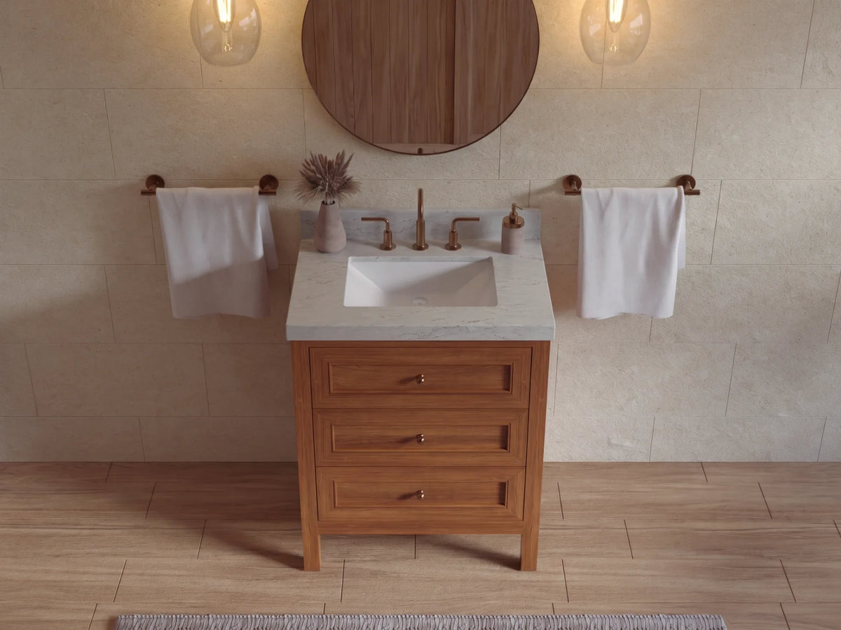 Nashville Teak Wood 30 in. W x 22 in. D Single Sink Bathroom Vanity
