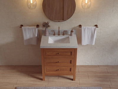 Nashville Teak Wood 30 in. W x 22 in. D Single Sink Bathroom Vanity