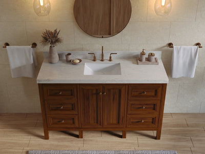 Nashville Teak Wood 60 in. W x 22 in. D Single Sink Bathroom Vanity