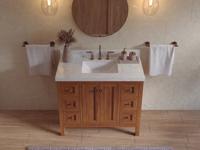Nashville Teak Wood 42 in. W x 22 in. D Single Sink Bathroom Vanity