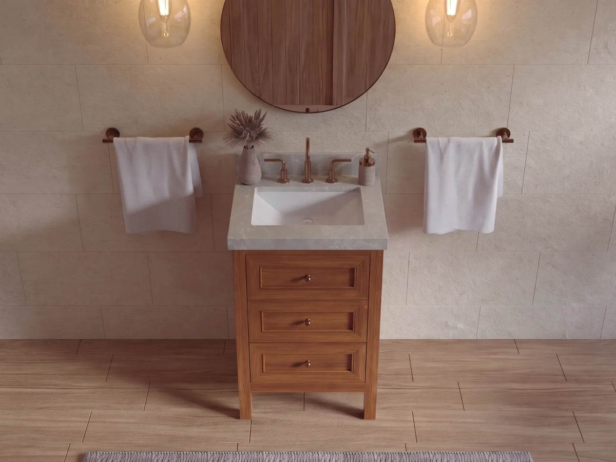 Nashville Teak Wood 24 in. W x 22 in. D Single Sink Bathroom Vanity