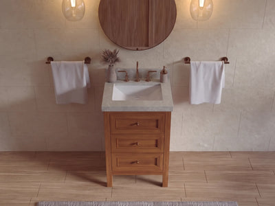 Nashville Teak Wood 24 in. W x 22 in. D Single Sink Bathroom Vanity