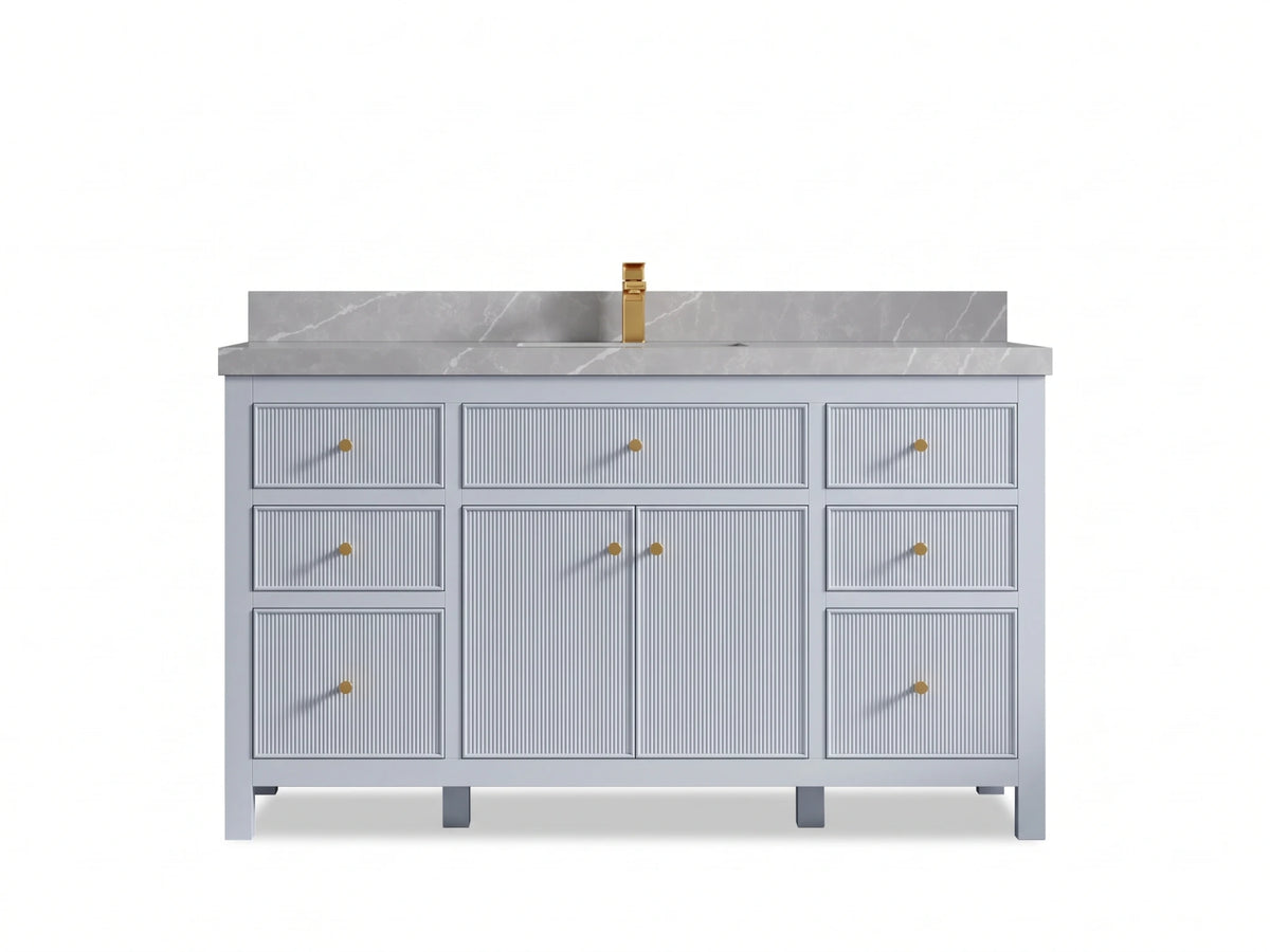 Sonoma 60 in W x 22 in D Free Standing Reeded Single Sink Bathroom Vanity