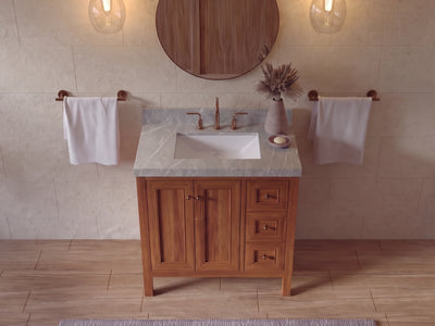 Nashville Teak Wood 36 in. W x 22 in. D Center Sink Bathroom Vanity