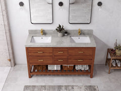 Parker Teak Wood 60 in. W x 22 in. D Double Sink Bathroom Vanity - photo 15