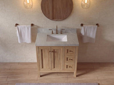 Nashville Teak Wood 36 in. W x 22 in. D Center Sink Bathroom Vanity