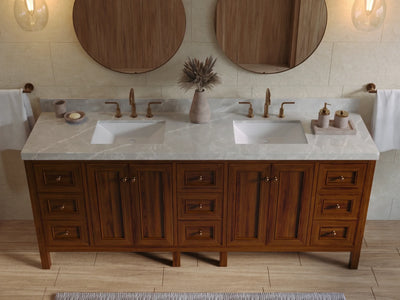 Nashville Teak Wood 84 in. W x 22 in. D Double Sink Bathroom Vanity