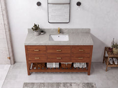Parker Teak Wood 60 in. W x 22 in. D Single Sink Bathroom Vanity - photo 15