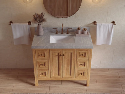 Nashville Teak Wood 42 in. W x 22 in. D Single Sink Bathroom Vanity