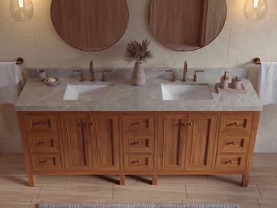 Nashville Teak Wood 84 in. W x 22 in. D Double Sink Bathroom Vanity
