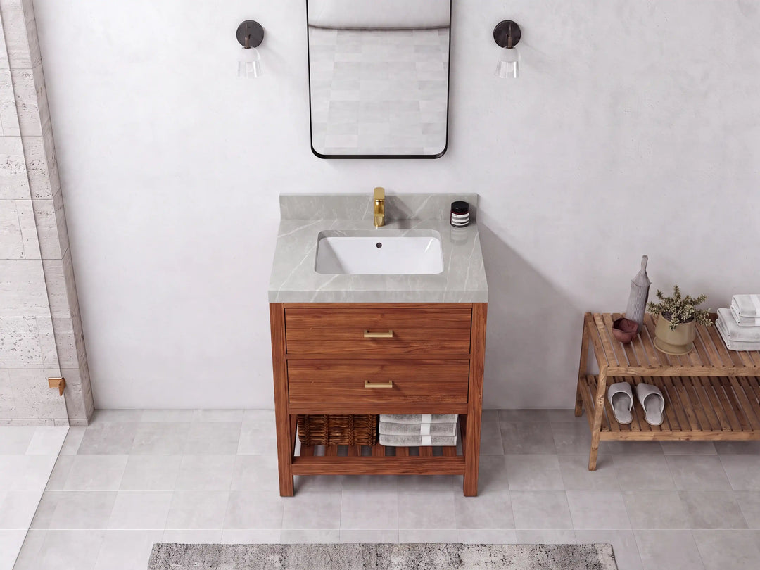 Parker Teak Wood 30 in. W x 22 in. D Single Sink Bathroom Vanity | 
              
                Dark Natural Teak
                
                  
             - PRK_TK_DNT_WHQZ_30 - photo №15