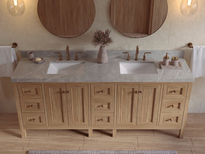 Nashville Teak Wood 84 in. W x 22 in. D Double Sink Bathroom Vanity