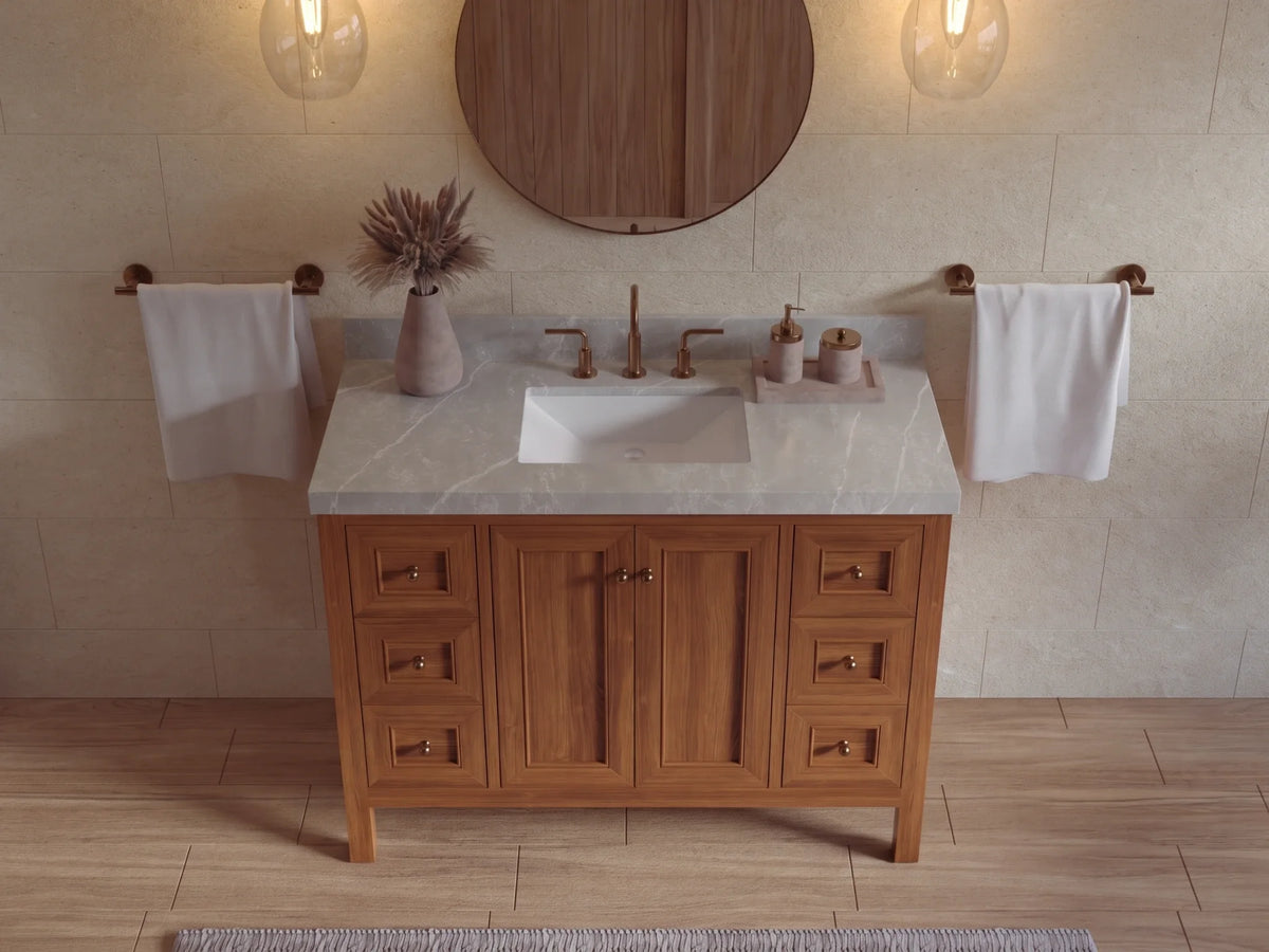 Nashville Teak Wood 48 in. W x 22 in. D Single Sink Bathroom Vanity