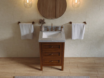 Nashville Teak Wood 24 in. W x 22 in. D Single Sink Bathroom Vanity