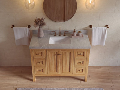 Nashville Teak Wood 48 in. W x 22 in. D Single Sink Bathroom Vanity