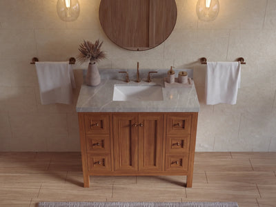 Nashville Teak Wood 42 in. W x 22 in. D Single Sink Bathroom Vanity