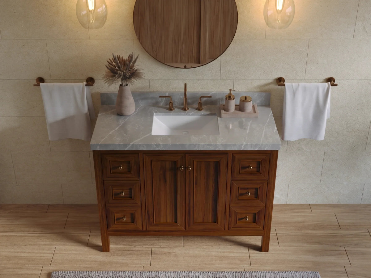Nashville Teak Wood 48 in. W x 22 in. D Single Sink Bathroom Vanity