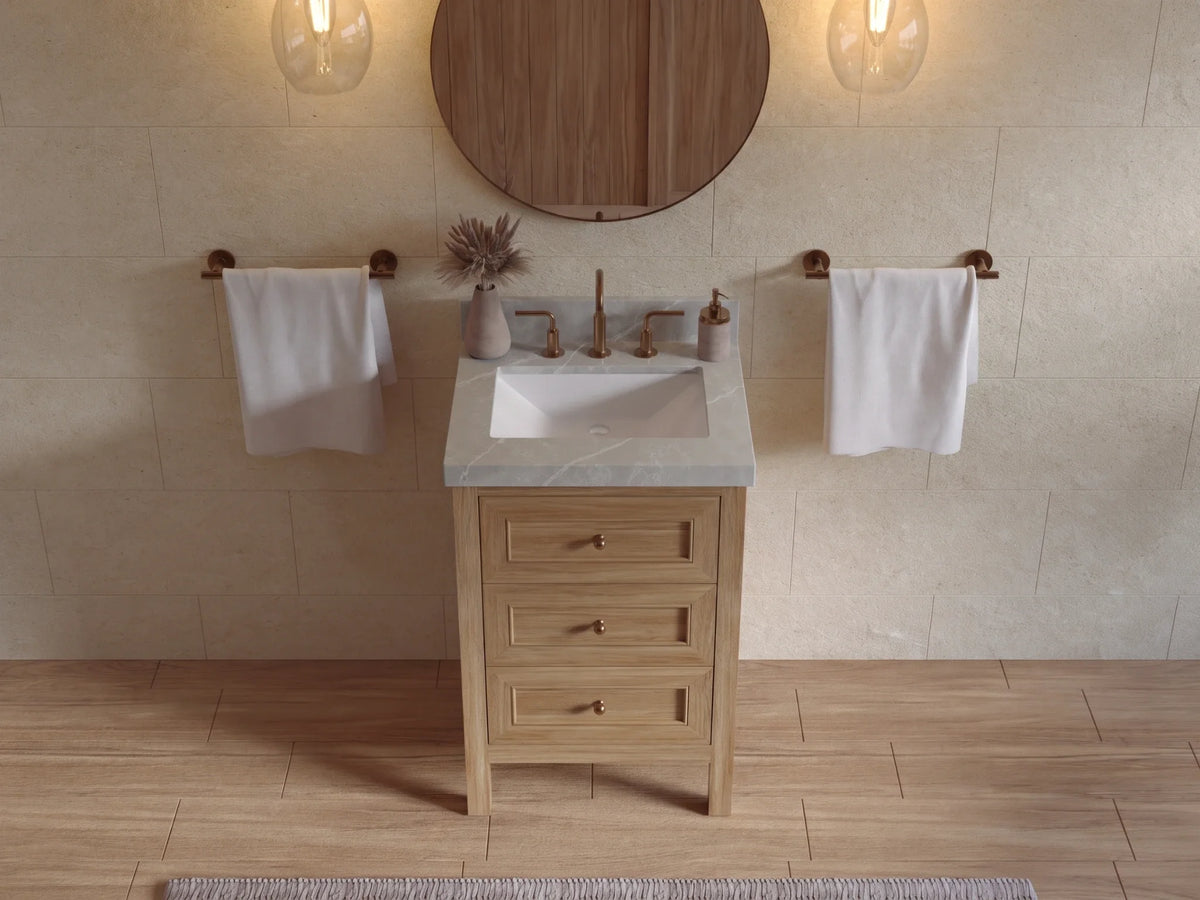 Nashville Teak Wood 24 in. W x 22 in. D Single Sink Bathroom Vanity