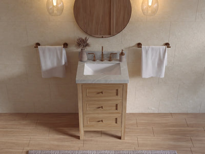 Nashville Teak Wood 24 in. W x 22 in. D Single Sink Bathroom Vanity