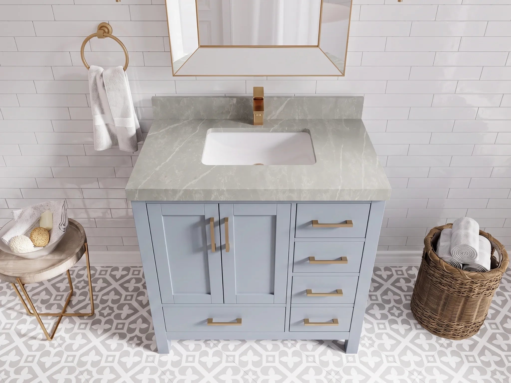 Malibu 36 in. W x 22 in. D Bathroom Vanity Center Sink