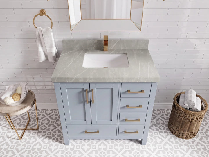 Malibu 36 in. W x 22 in. D Bathroom Vanity Center Sink - photo 17