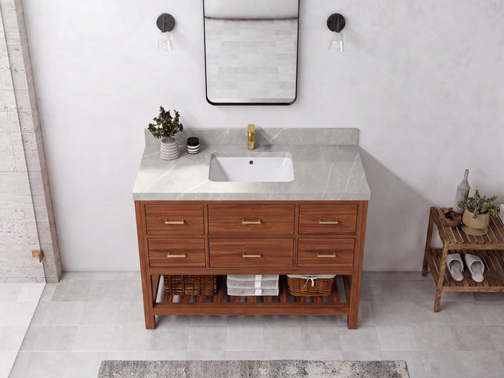Parker Teak Wood 48 in. W x 22 in. D Single Sink Bathroom Vanity - photo 15