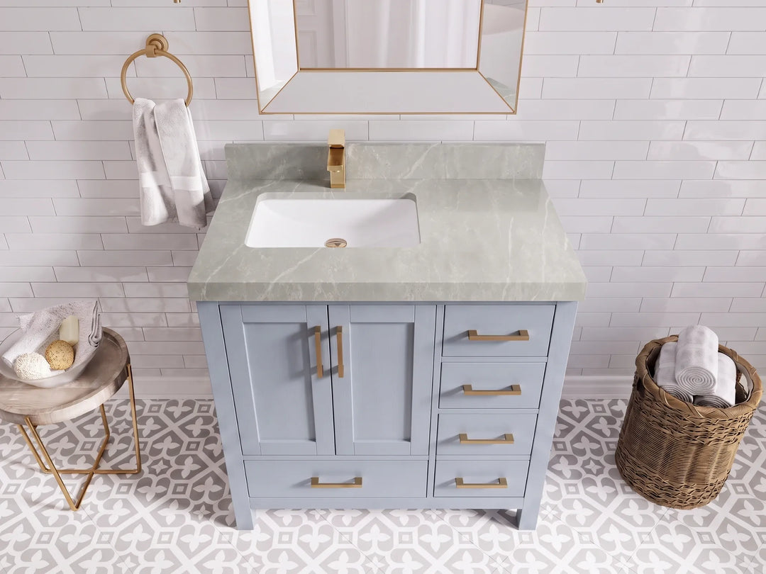 Malibu 36 in. W x 22 in. D Left Offset Sink Bathroom Vanity | 
              
                Blue Heather
                
                  
             - MLB_BLU_BLU_WHQZ_36L - photo №21
