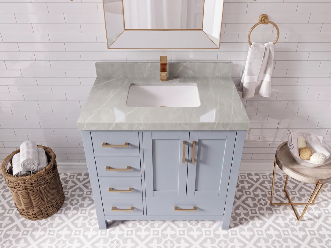 Malibu 36 in. W x 22 in. D with Center Sink Bathroom Vanity | 
              
                Blue Heather
                
                  
             - MLB_BLU_WHQZ_36CR - photo №18