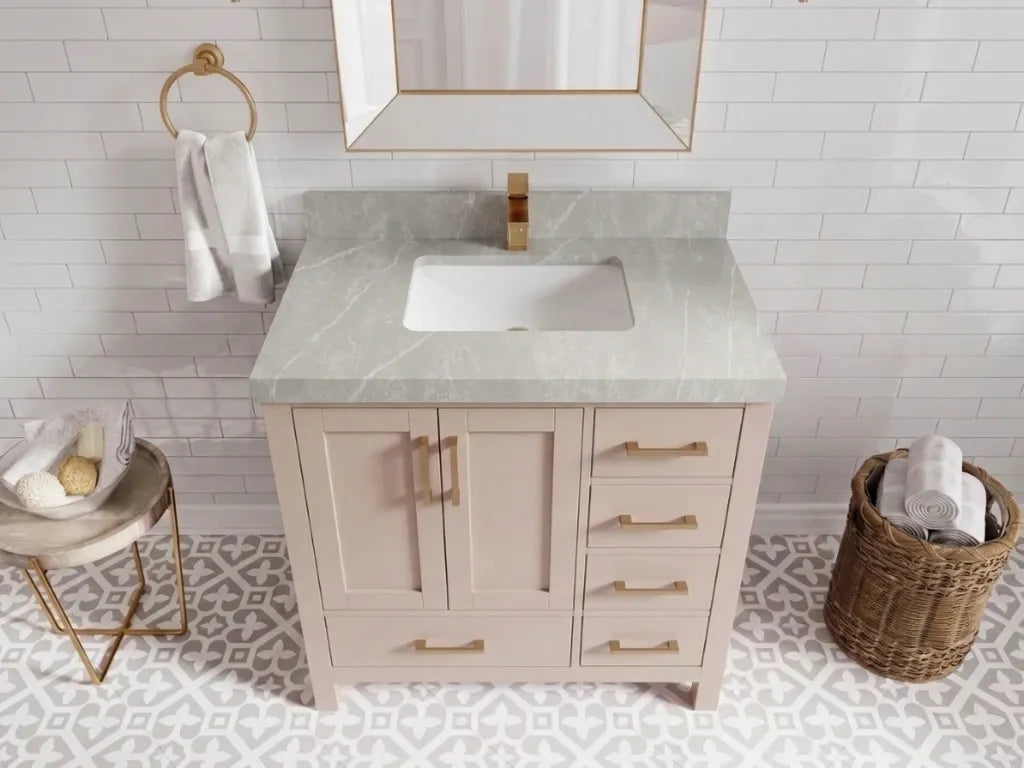 Malibu 36 in. W x 22 in. D Bathroom Vanity Center Sink | 
              
                Pink
                
                  
             - MLB_PNK_WHQZ_36CL - photo №20