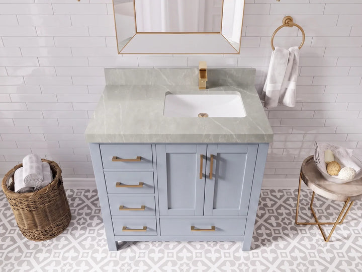 Malibu 36 in. W x 22 in. D Right Offset Sink Bathroom Vanity - photo 20