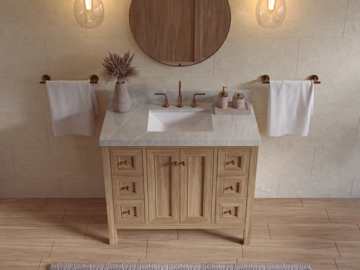 Nashville Teak Wood 42 in. W x 22 in. D Single Sink Bathroom Vanity