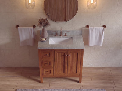 Nashville 36 in. W x 22 in. D Center Sink Teak Wood Bathroom Vanity