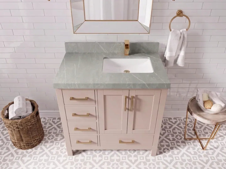 Malibu 36 in. W x 22 in. D Right Offset Sink Bathroom Vanity - photo 21