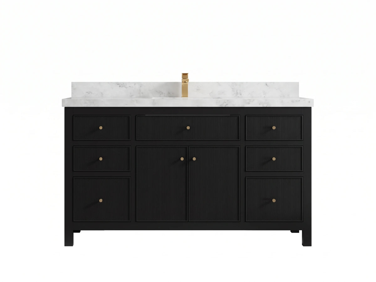 Sonoma 60 in W x 22 in D Free Standing Reeded Single Sink Bathroom Vanity