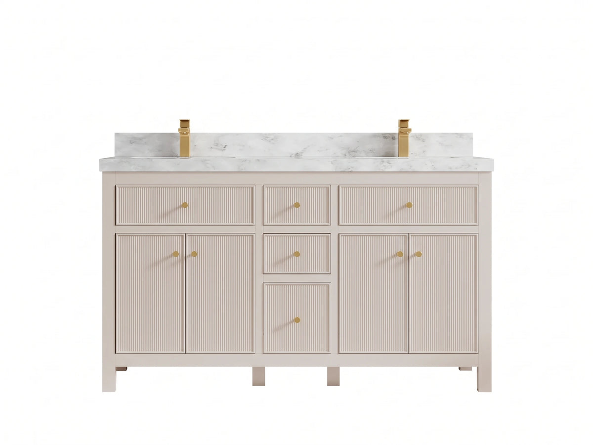 Sonoma 60 in W x 22 in D Free Standing Reeded Double Sink Bathroom Vanity