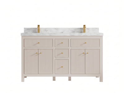 Sonoma 60 in W x 22 in D Free Standing Reeded Double Sink Bathroom Vanity