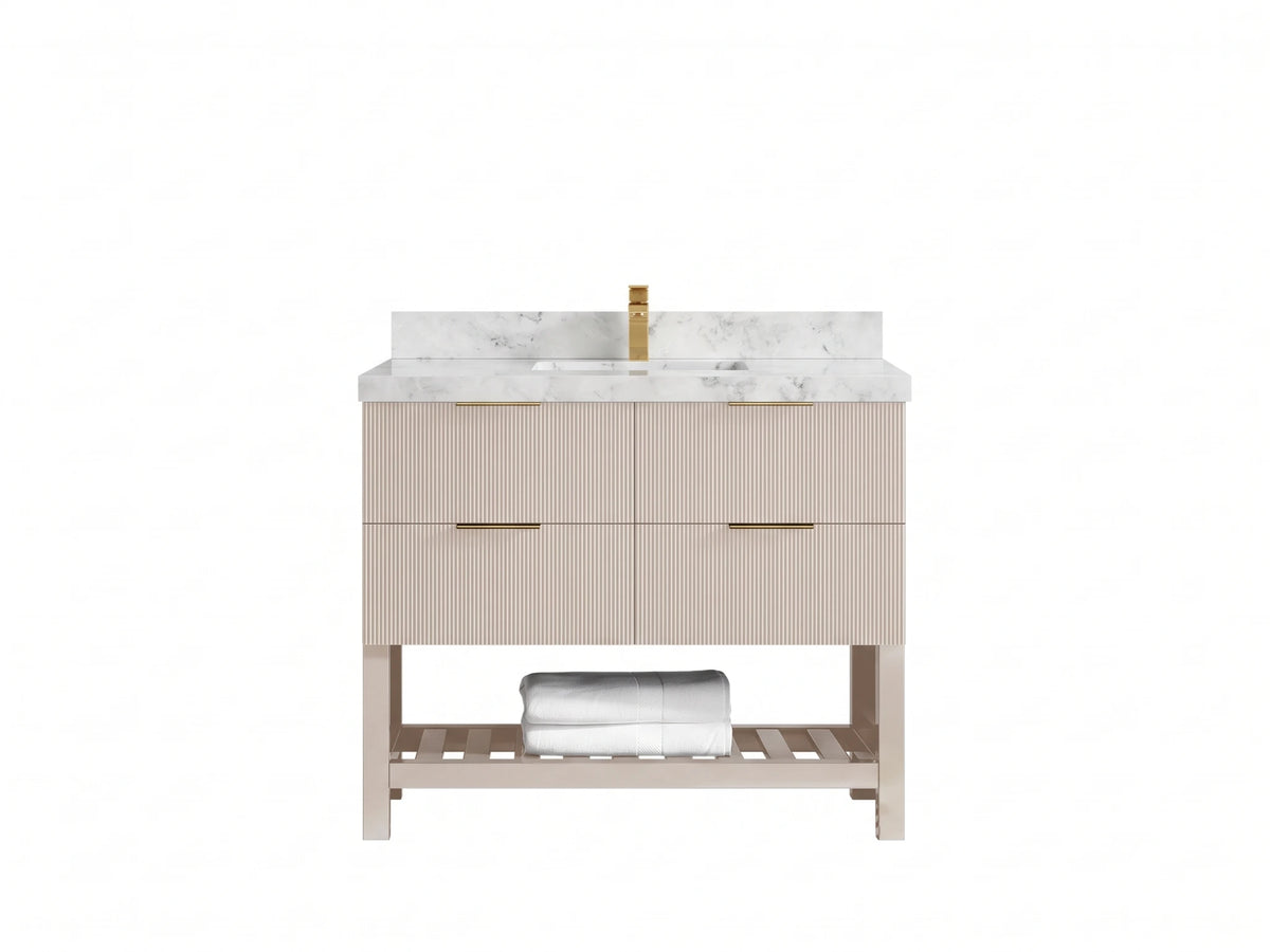 Catalina 42 in W x 22 in D Free Standing Reeded Single Sink Bathroom Vanity