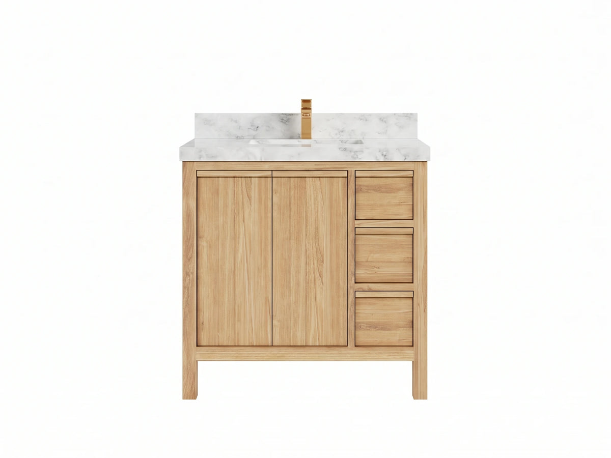 Elizabeth Teak Wood 36 in. W x 22 in. D Center Sink Bathroom Vanity