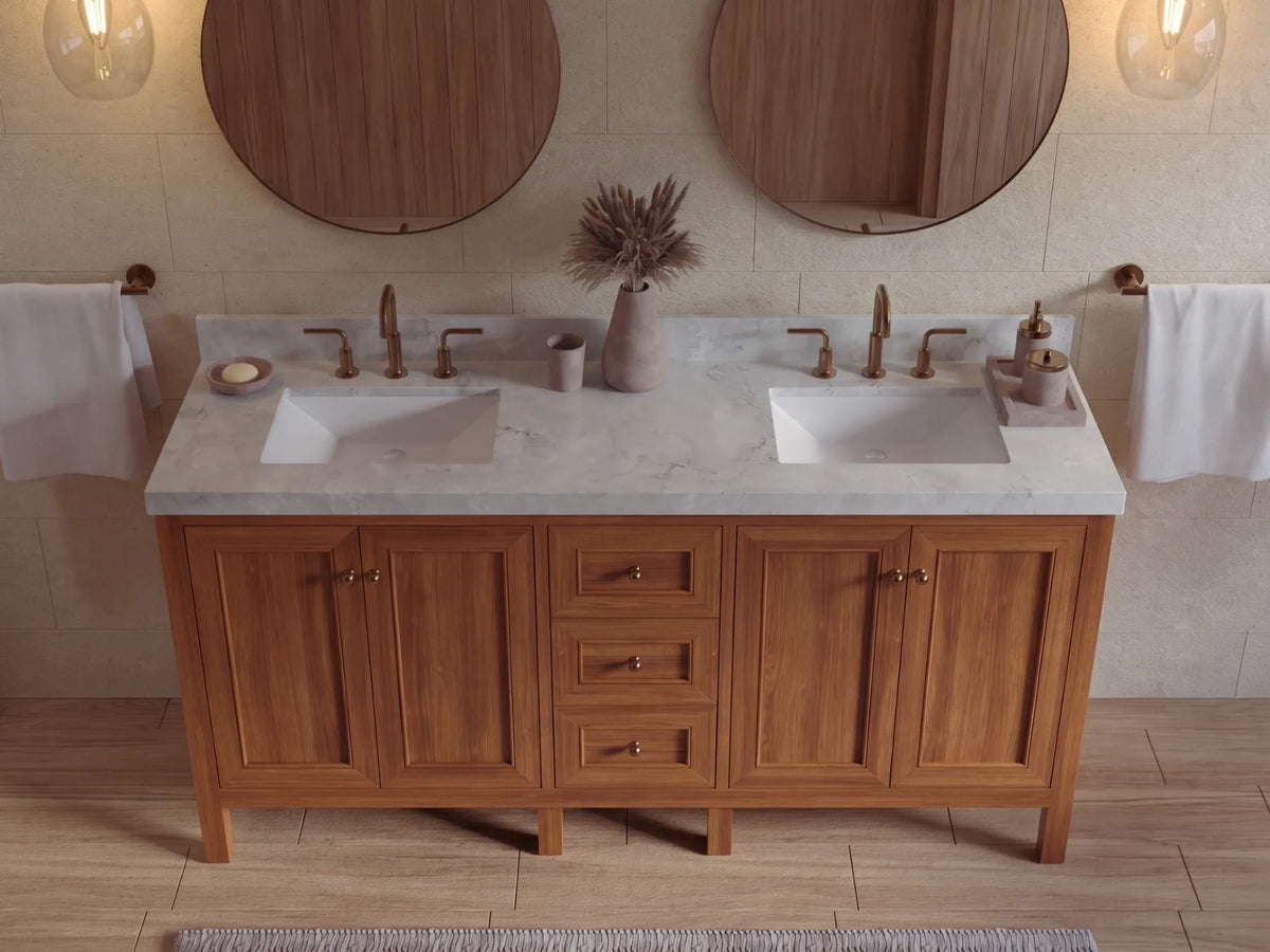 Nashville Teak Wood 72 in. W x 22 in. D Double Sink Bathroom Vanity