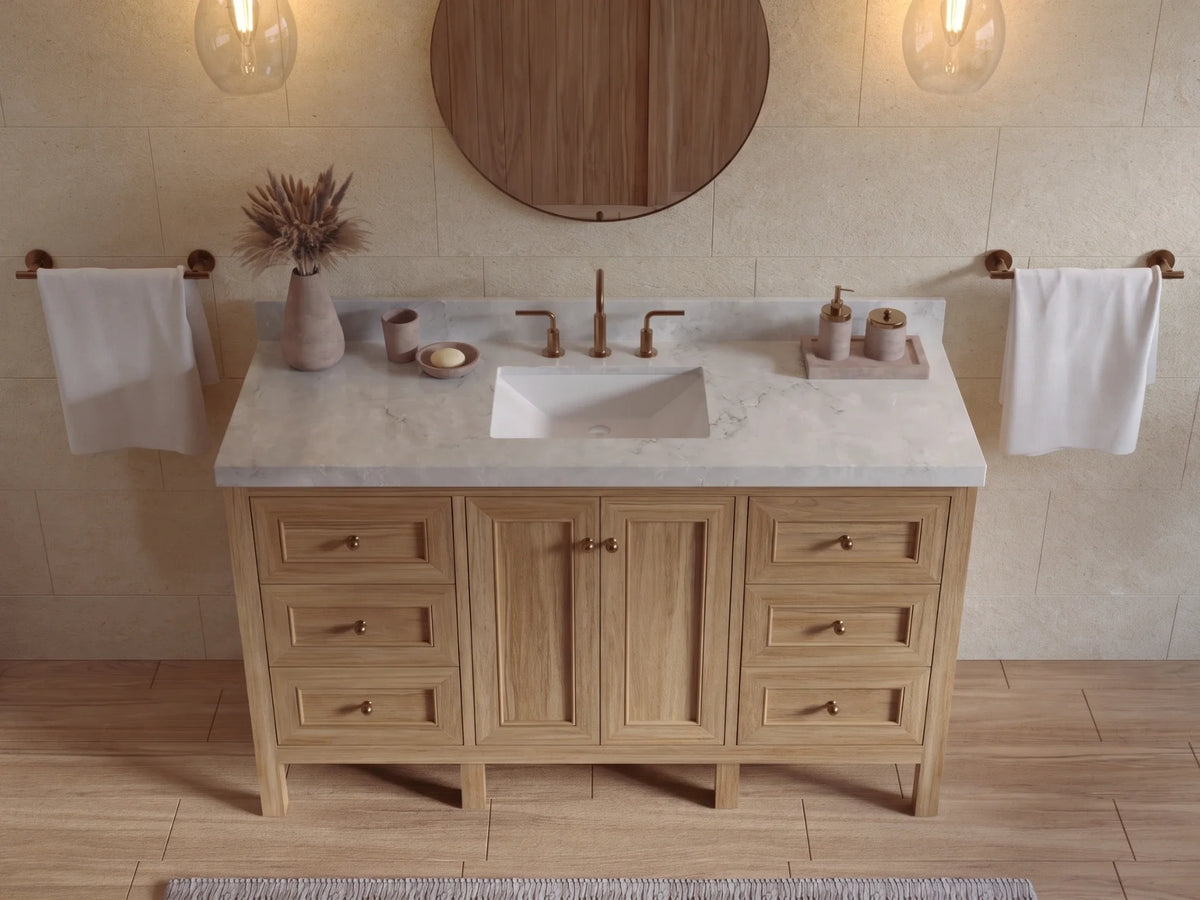 Nashville Teak Wood 60 in. W x 22 in. D Single Sink Bathroom Vanity
