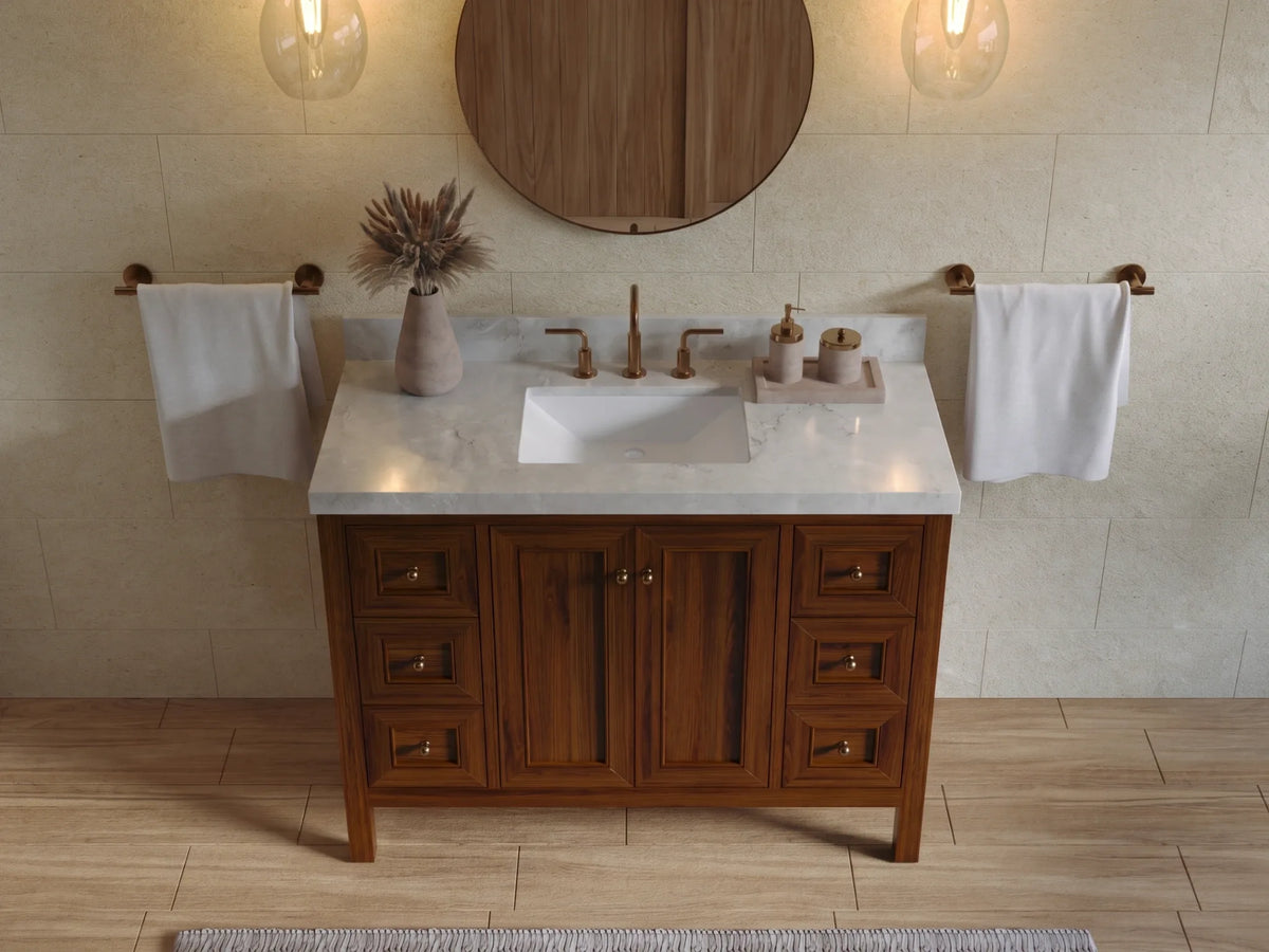 Nashville Teak Wood 48 in. W x 22 in. D Single Sink Bathroom Vanity