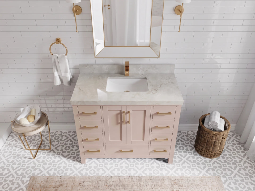 Malibu 42 in. W x 22 in. D Single Sink Bathroom Vanity | 
              
                Pink
                
                  
             - MLB_PNK_WHQZ_42 - photo №22