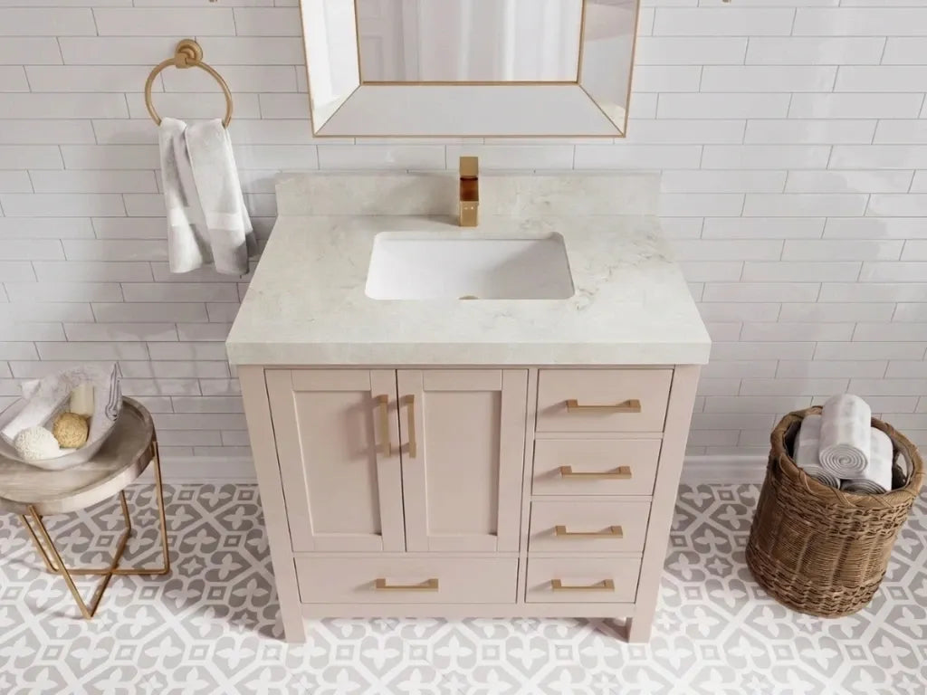 Malibu 36 in. W x 22 in. D Bathroom Vanity Center Sink | 
              
                Pink
                
                  
             - MLB_PNK_WHQZ_36CL - photo №30