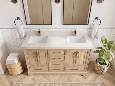 Charlotte White Oak 60 in. W x 22 in. D Double Sink Bathroom Vanity