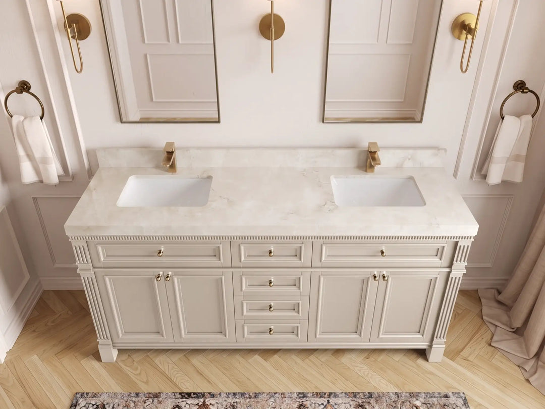 Paris 72 in. W x 22 in. D Double Sink Bathroom Vanity | 
              
                Fine Grain Linen Beige
                
                  
             - PRS_FNG_WHQZ_72D - photo №29