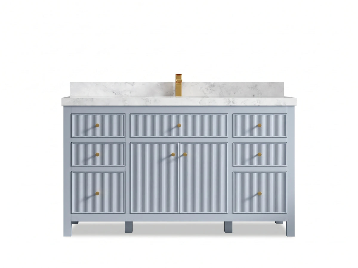 Sonoma 60 in W x 22 in D Free Standing Reeded Single Sink Bathroom Vanity