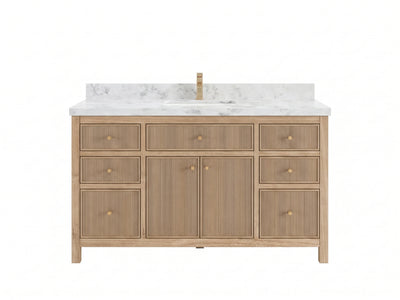 Sonoma Reeded Teak Wood 60 in. W x 22 in. D Single Sink Bathroom Vanity