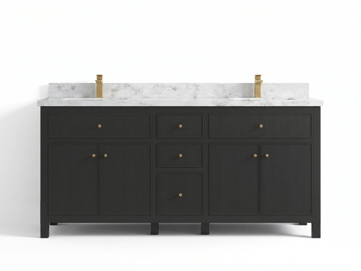 Sonoma 72 in W x 22 in D Free Standing Reeded Double Sink Bathroom Vanity