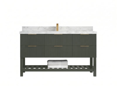 Catalina 60 in W x 22 in D Free Standing Reeded Single Sink Bathroom Vanity